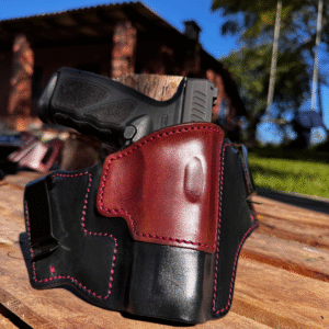 Coldre Republicano Preto Detalhe Marrom Linha Vermelha